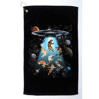 Funny Cat Astronaut Outer Space Watercolor Splash Cat Lover Golf Towel