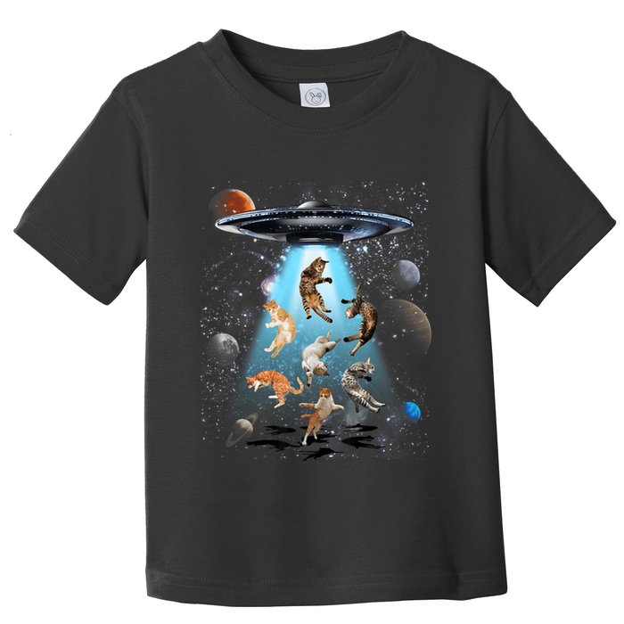 Funny Cat Astronaut Outer Space Watercolor Splash Cat Lover Toddler T-Shirt