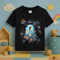 Funny Cat Astronaut Outer Space Watercolor Splash Cat Lover Toddler T-Shirt