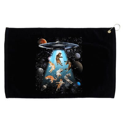 Funny Cat Astronaut Outer Space Watercolor Splash Cat Lover Grommeted Golf Towel
