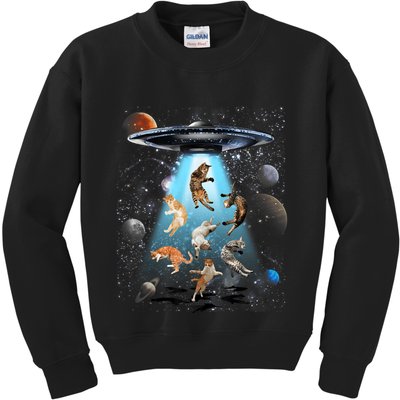 Funny Cat Astronaut Outer Space Watercolor Splash Cat Lover Kids Sweatshirt