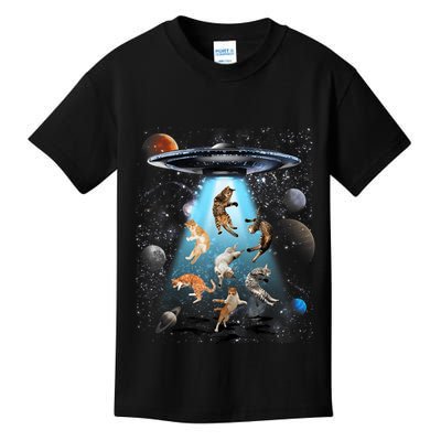 Funny Cat Astronaut Outer Space Watercolor Splash Cat Lover Kids T-Shirt
