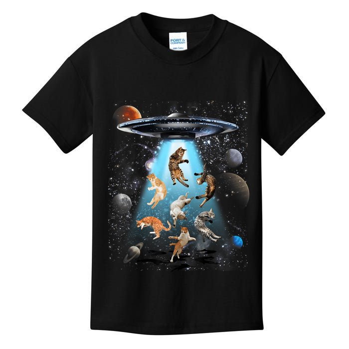 Funny Cat Astronaut Outer Space Watercolor Splash Cat Lover Kids T-Shirt