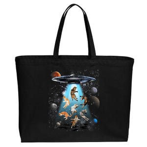 Funny Cat Astronaut Outer Space Watercolor Splash Cat Lover Cotton Canvas Jumbo Tote