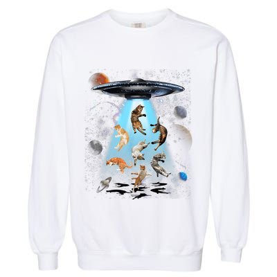 Funny Cat Astronaut Outer Space Watercolor Splash Cat Lover Garment-Dyed Sweatshirt