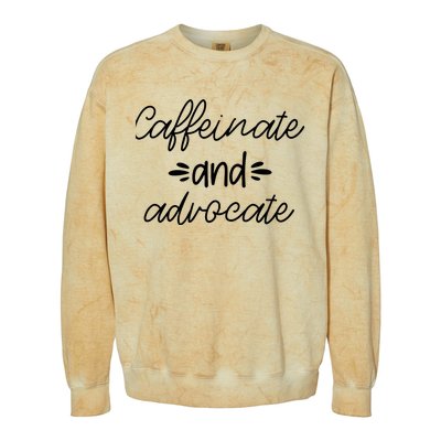 Funny Caffeinate and Advocate - best gifts idea for SPED Colorblast Crewneck Sweatshirt