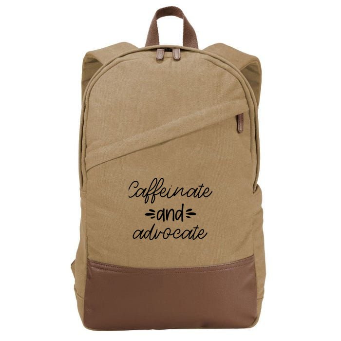 Funny Caffeinate and Advocate - best gifts idea for SPED Cotton Canvas Backpack