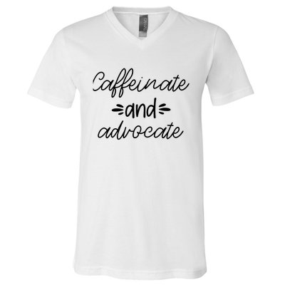 Funny Caffeinate and Advocate - best gifts idea for SPED V-Neck T-Shirt