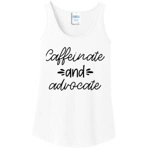 Funny Caffeinate and Advocate - best gifts idea for SPED Ladies Essential Tank