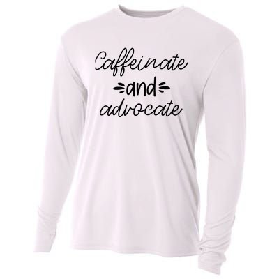 Funny Caffeinate and Advocate - best gifts idea for SPED Cooling Performance Long Sleeve Crew