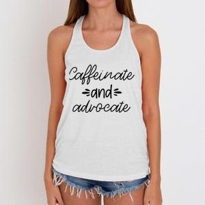 Funny Caffeinate and Advocate - best gifts idea for SPED Women's Knotted Racerback Tank