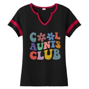 Floral Cool Aunts Club Groovy Aunt Sister Auntie Gift Ladies Halftime Notch Neck Tee