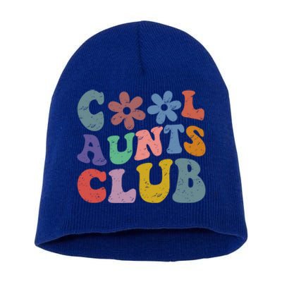 Floral Cool Aunts Club Groovy Aunt Sister Auntie Gift Short Acrylic Beanie