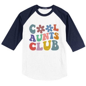 Floral Cool Aunts Club Groovy Aunt Sister Auntie Gift Baseball Sleeve Shirt