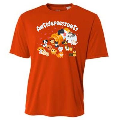 Funny Cute Antidepressants Pets Puppies And Kittens Cooling Performance Crew T-Shirt