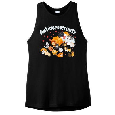 Funny Cute Antidepressants Pets Puppies And Kittens Ladies PosiCharge Tri-Blend Wicking Tank