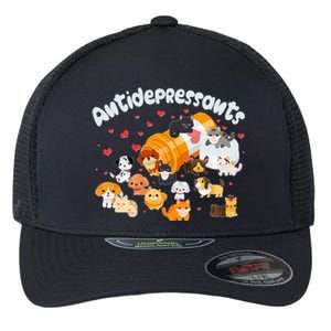 Funny Cute Antidepressants Pets Puppies And Kittens Flexfit Unipanel Trucker Cap