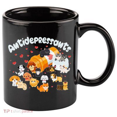 Funny Cute Antidepressants Pets Puppies And Kittens 11oz C Handle Ceramic Mug