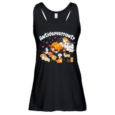 Funny Cute Antidepressants Pets Puppies And Kittens Ladies Essential Flowy Tank