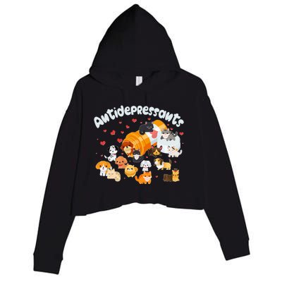 Funny Cute Antidepressants Pets Puppies And Kittens Crop Fleece Hoodie