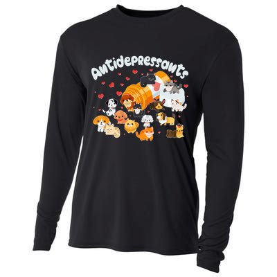 Funny Cute Antidepressants Pets Puppies And Kittens Cooling Performance Long Sleeve Crew
