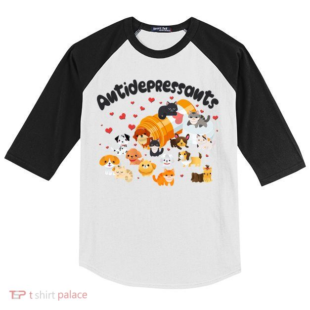 Funny Cute Antidepressants Pets Puppies And Kittens Kids Colorblock Raglan Jersey