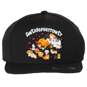 Funny Cute Antidepressants Pets Puppies And Kittens Wool Snapback Cap