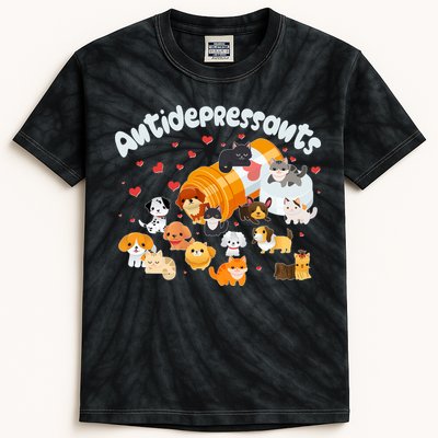 Funny Cute Antidepressants Pets Puppies And Kittens Kids Tie-Dye T-Shirt