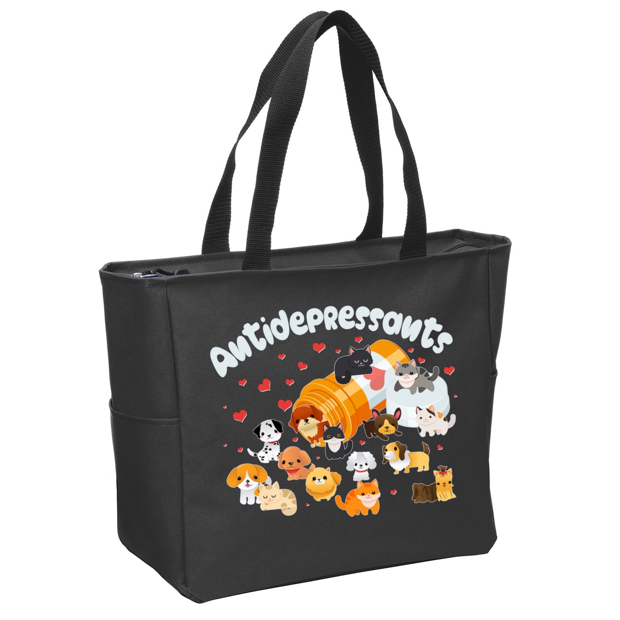 Funny Cute Antidepressants Pets Puppies And Kittens Zip Tote Bag