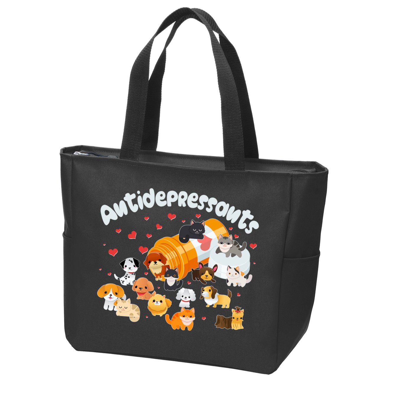 Funny Cute Antidepressants Pets Puppies And Kittens Zip Tote Bag