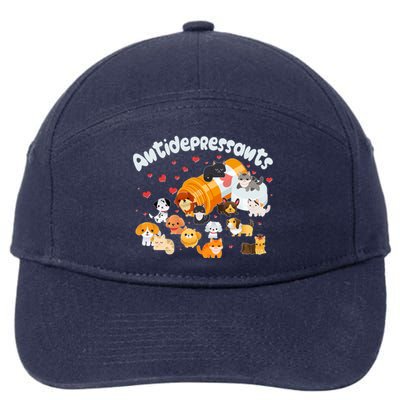 Funny Cute Antidepressants Pets Puppies And Kittens 7-Panel Snapback Hat