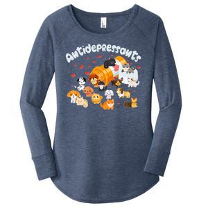 Funny Cute Antidepressants Pets Puppies And Kittens Women's Perfect Tri Tunic Long Sleeve Shirt