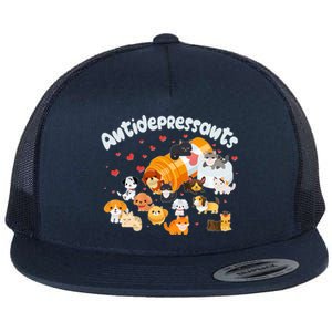 Funny Cute Antidepressants Pets Puppies And Kittens Flat Bill Trucker Hat