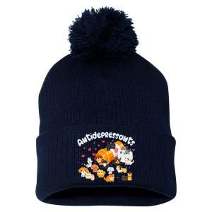 Funny Cute Antidepressants Pets Puppies And Kittens Pom Pom 12in Knit Beanie