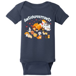 Funny Cute Antidepressants Pets Puppies And Kittens Baby Bodysuit