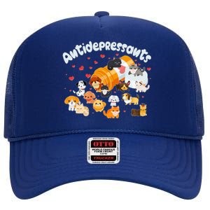 Funny Cute Antidepressants Pets Puppies And Kittens High Crown Mesh Back Trucker Hat