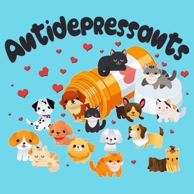 Funny Cute Antidepressants Pets Puppies And Kittens T-Shirt