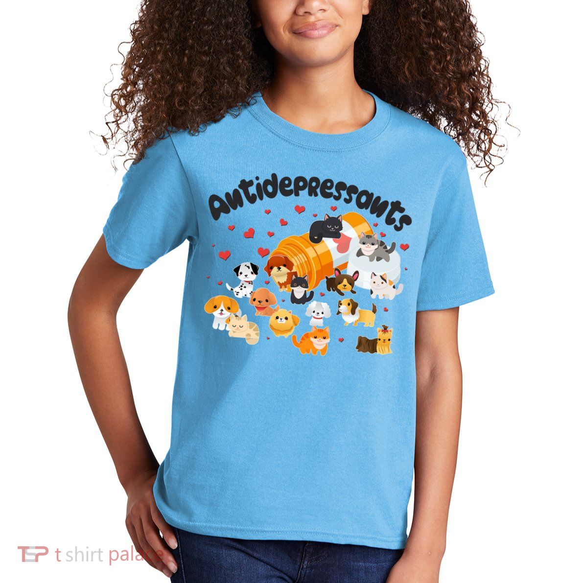 Funny Cute Antidepressants Pets Puppies And Kittens Kids T-Shirt
