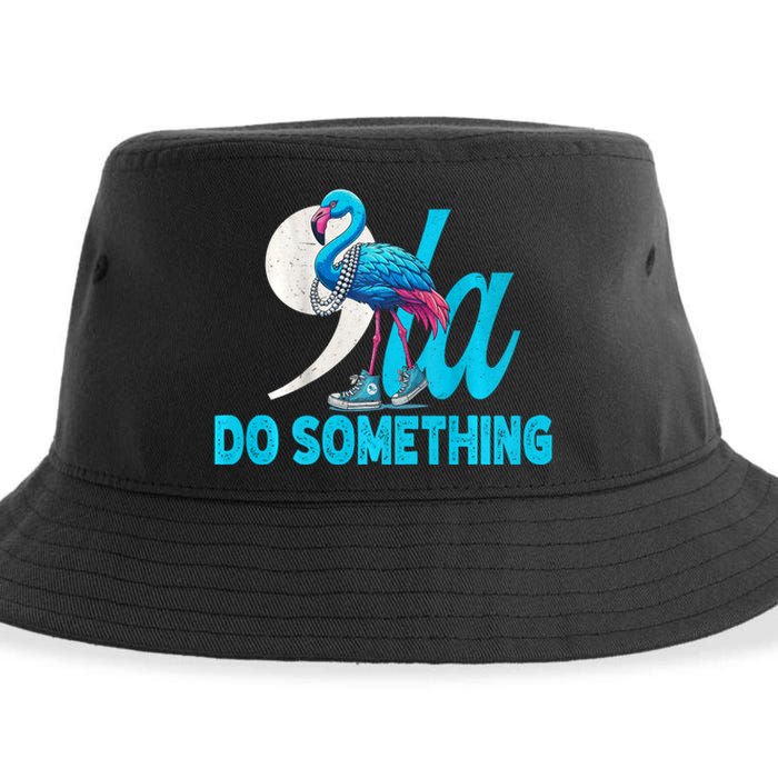 Flamingo Chucks And Pearls Funny Comma La Kamala Harris 2024 Sustainable Bucket Hat