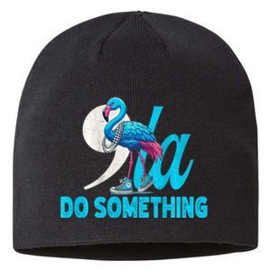 Flamingo Chucks And Pearls Funny Comma La Kamala Harris 2024 Sustainable Beanie