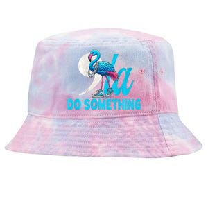 Flamingo Chucks And Pearls Funny Comma La Kamala Harris 2024 Tie-Dyed Bucket Hat