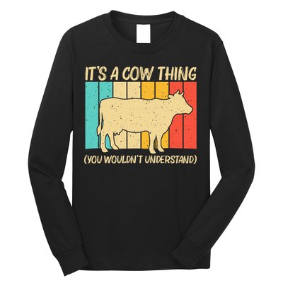 Funny Cow Art For Cow Farmer Dairy Farming Lover Long Sleeve Shirt
