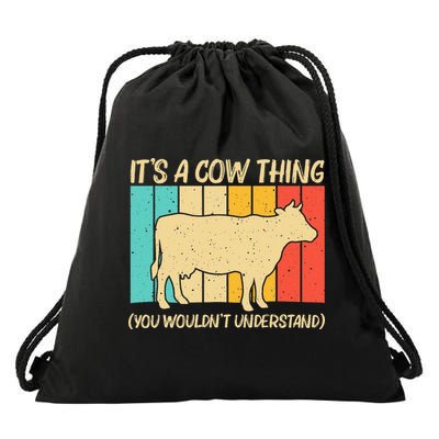 Funny Cow Art For Cow Farmer Dairy Farming Lover Drawstring Bag