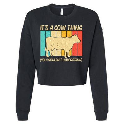 Funny Cow Art For Cow Farmer Dairy Farming Lover Cropped Pullover Crew