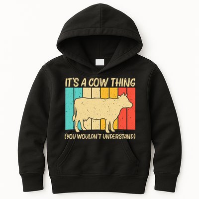 Funny Cow Art For Cow Farmer Dairy Farming Lover Kids Hoodie