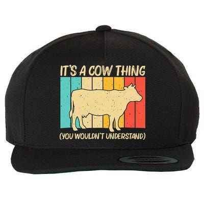 Funny Cow Art For Cow Farmer Dairy Farming Lover Wool Snapback Cap
