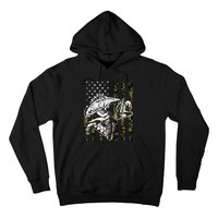 Fishing Camouflage American Flag Fish Bass Fish Fisherman Hoodie