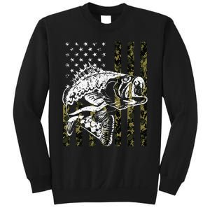 Fishing Camouflage American Flag Fish Bass Fish Fisherman Sweatshirt