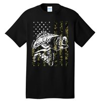 Fishing Camouflage American Flag Fish Bass Fish Fisherman Tall T-Shirt