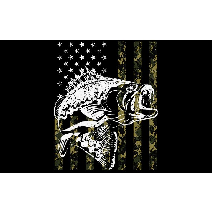 Fishing Camouflage American Flag Fish Bass Fish Fisherman Bumper Sticker